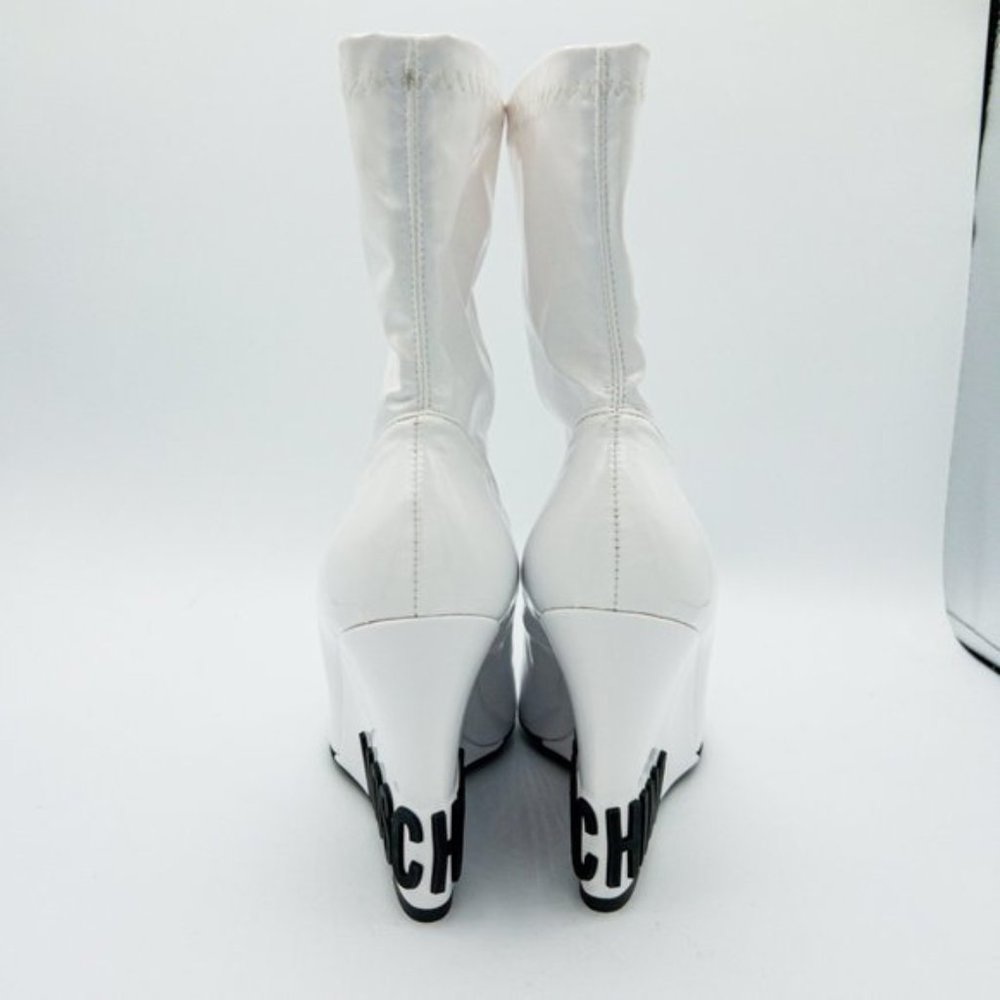 Moschino Women's Patent-Leather Pointed Toe Wedge Ankle Boots - Picture 9 of 14